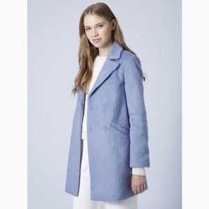 TOPSHOP Petite Blue Fluffy Wool Blend Swing Coat